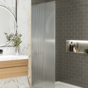 Fluted Shower Screen Glass Gold