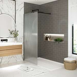 Fluted Shower Screen Glass Black